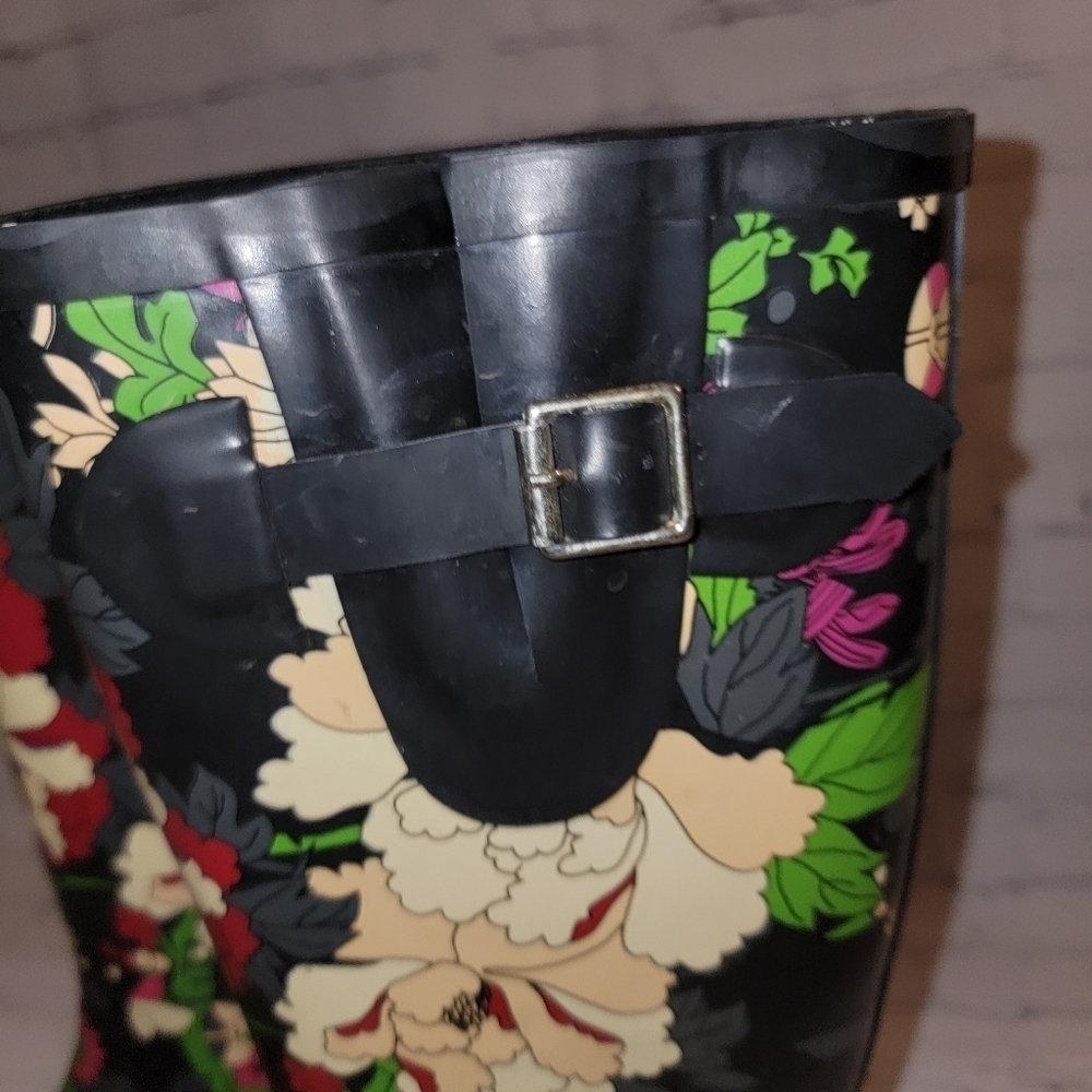 Sakroots Floral Knee High Rubber Rain Boots Size 6 - Picture 3 of 7